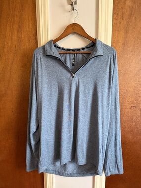 Men's Quarter-Zip Long Sleeve Shirt - Heather Blue/Gray